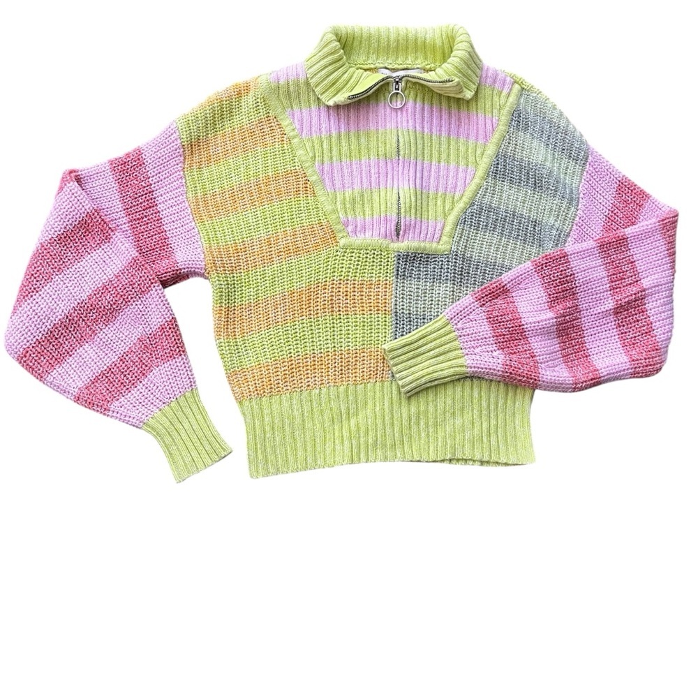 Sincerely Jules Multicolor 1/4 Zip Sweater Women’s XS Cotton Blend
